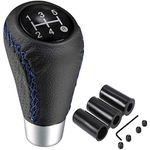 Semoss Universal Car Accessories Gear Shift Knob 5 Speed Manual Automatic Transmission Shifter Lever Stick + 3 Adapters 8mm 10mm 12mm for Most Cars Trucks SUV MPV,Blue Sewing