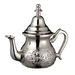 Moroccan Silver Teapot Perfect for Mint Tea Includes Handle Cover and Integrated Filter Authentic with a Classical Engraved Design Handmade Small Capacity 350 ML About 2 Tea Glasses