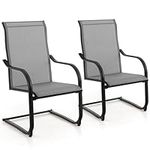 Giantex Patio Chairs Set of 2, High Back Outdoor Chairs w/Sled Base, All Weather Fabric, Heavy Duty Metal C-Spring Frame, Outside Dining Chairs for Lawn Deck Porch Balcony Backyard Pool