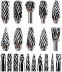 Sworker 20 Pcs 1/8" Shank Carbide Burr Bits Compatible with Dremel Bits Metal Grinding Bits Wood Stone Carving Cutting Engraving Grinder Kit Attachment Rotary Tool Accessories Set Harder Than Diamond