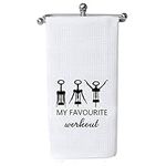 Funny Wine Kitchen Towel My Favorite Workout Corkscrew Towel Wine Lover Gift Housewarming Gift (Favourite Workout Towel CA)