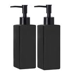 2 Pack Glass Soap Dispenser Bottle with Pump, 12 Oz Refillable Liquid Hand Jar Dispenser for Bathroom, Countertop, Kitchen, Laundry Room