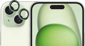 Glaxx Camera Lens Protector for iPhone 15 and iPhone 15 Plus, 9H Tempered Glass Metal Individual Ring Cover, HD Clear- Green