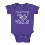 Don't Mess With My Uncle Baby Bodysuit One Piece or Toddler T-Shirt Baby Niece Nephew Gift for Uncle, Purple One-piece, NB (0-3 mo)