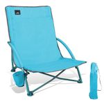Northroad Low Folding Beach Chair,Portable Lightweight Lowback Sling Chair, Outdoor Low Seat Camping Chair w/Cup Holder & Carry Bag for Sand Camping Lawn Picnic Festival, Blue