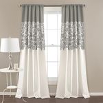 Lush Decor Estate Garden Print Room Darkening Window Curtain Panel Pair, 84" x 52", Gray