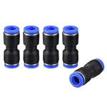 sourcing map Plastic Straight Union Push to Connect Tube Fitting 8mm OD Push Fit Lock Blue 5pcs