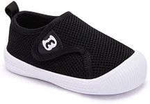 BMCiTYBM Toddler Boy Girl Shoes Breathable Walking Shoes Barefoot Lightweight Non-Slip Sneakers 6 9 12 18 24 Months Black Size 7 Toddler