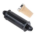 AC PERFORMANCE Black Aluminum AN6 Inlet Fuel Filter with 30 Micron Bronze Insert Element -6 AN to -6 AN Male Flare Union Inline Fuel Filter Fitting Adapter,Full Length 92.68 mm