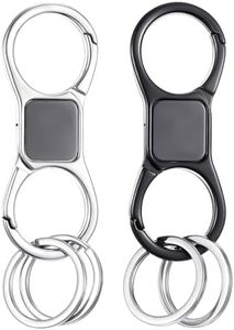 2 Pieces 8 Shape key rings for car keys Detachable Car Key Chains Zinc Alloy with 2 Extra Key Rings Heave Duty Car Business Keychain for Men and Women Gift Keychains (Black, Silver)