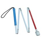 Aluminum mobility folding cane for the blind (folds down 5 sections) (125 cm (49.2 inch), Blue Handle)