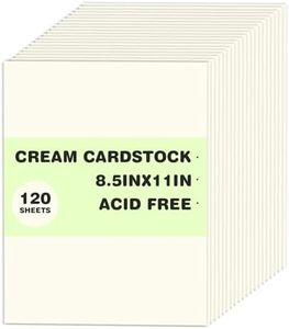 120 Sheets Cardstock 8.5x11, 65lb Cream Card Stock, Cream Construction Paper, 180gsm Thick Printer Paper for Printing, Painting, Card Making, Kids School Supplies,Party Decorations