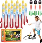 Toy Rocket Launcher for Kids-Shoots up to 100 Feet High- Foam Rocket Launcher with Launcher Stand, Foot Launch Pad, Rocket Toy with Refills Outdoor Toddler Toys for Backyard, Air Rockets