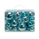 AMS 40ct Christmas Ball Plated Ornaments Tree Collection for Holiday Wedding Party Decoration(40ct Brilliance, Light Blue)