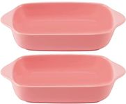 RIVAAN Ceramic Bakeware Dish: 9x5 inch Rectangular Casserole Dishes with Handles for Oven - Ideal for Lasagna, Chicken, Vegetables, Brownies (Set of 2, Pink)