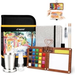 Pagather 24 Colors Mini Watercolor Travel Set, Portable Watercolor Kit with Water Brush, Pocket Size Painting Set for Beginners, Hobbyists & Artists