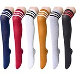 Zmart Striped Knee High Socks, Long Over the Knee Striped Stockings for Women Teen Girls Youth, Knee High Colourful 6pack, Medium