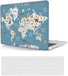 Laptop Hard Shell Case Compatible with MacBook Pro 15 inch with Retina Display 2015 2014 2013 2012 Release Model A1398, Plastic Protective Hard Shell Case Cover & Keyboard Cover, World map