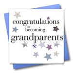 Claire Giles Hearts and Stars Congratulations on Becoming Grandparents Card - Blue