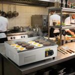 MilleLoom 22" Electric Griddle 1700W Countertop Half-Flat Top Grill, 22in Stainless Steel Griddle Grill with 2 Shovels and 2 Brushes for Home or Restaurant, 122°F-572°F Adjustable Temp (with PLUG)