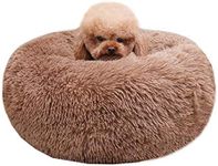 BODISEINT Modern Soft Plush Round Pet Bed for Cats or Small Dogs, Mini Medium Sized Dog Cat Bed Self Warming Autumn Winter Indoor Snooze Sleeping Cozy Kitty Teddy Kennel (24'' D x 8'' H, Coffee)