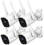 Septekon 2K Home Security Cameras, 4 Pack Wired WiFi Outdoor Security Cameras with Night Vision, Two-Way Audio, 2.4G WiFi, IP66, Motion Detection Alarm - P30