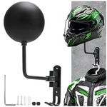 Torolle 1 Pack Motorcycle Helmet Holder Wall Mount, 180° Rotation Helmet Rack Hanger Lightweight Aluminium Alloy with Hooks for Racing Coat Suit, Bike Rugby Baseball Helmet