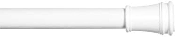 Kenney KN633 Rogers Twist & Fit No Tools Easy to Install Tension Curtain Rod, 28-48" Adjustable Length, White Finish, 5/8" Diameter Steel Tube