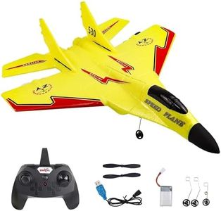 Ascetic 2.4GHz 2CH Remote Control Airplane RC Glider for Beginner Adult Kids, Easy to Fly EPP Foam RC Aircraft Fighter with LED Light (Yellow) (Rc Airplane)