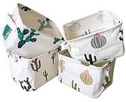 Storage Bins Foldable Cactus Storage Basket for Nursery, Kids Toys, Makeup, Small Items, Desktop Organization, Set of 4 (Cream)