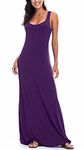 EXCHIC Women's Sexy Tank Top Maxi Long Dress Casual Sleeveless Summer Beach Dress, Purple, L