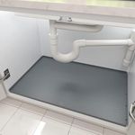 CATECASE Under Sink Mat, 28'' x 19'' Under Sink Mats for Kitchen, Waterproof Silicone Under Sink Liner Drip Tray, Sink Cabinet Protector Mats for Kitchen (Grey)