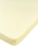 Meyco Baby Plain Fitted Sheet for Playpen Mattress (Flat Sheet with Soft Jersey Quality, Made from 100% Cotton, Perfect Fit Thanks to All-Round Elastic, Dimensions: 75 x 95 cm), Soft Yellow