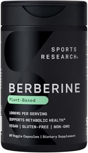 Sports Research Berberine - Herbal Ayurvedic Metabolic Health Support - 1000 mg - 60 Capsules - Vegan Certified, Gluten-Free, Non-GMO