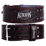 Aurion Panther Men Genuine Leather Weight Lifting Belt (Medium, Black, 1pc) for Men and Women | Body Fitness Gym Back Support Weightlifting Belt | Gym Equipment | Adjustable Buckle | Power Training