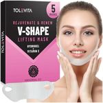 TOLEVITA V- Line Lifting Mask Double Chin | Chin, Comfortable Double Strap | Face Sculpting & Lifting Mask with Hydrogel and Vitamin E for Women & Men - 5 Pcs