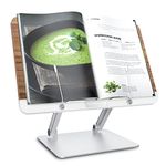 viozon Wooden Book Stand, Cookbook Holder, Adjustable Height&Angle, Aluminum, Foldable & Portable, B6 to A4 Size, Office, Kitchen, School Kids Textbook, Recipe, Magazine, Tablet, Kindle