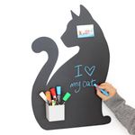 KalaMitica - Charcoal Magnetic Board for Wall, She Cat Shape, Writable with Chalk and Erasable - 56x38x0.12cm