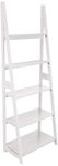 Amazon Basics Modern Ladder Bookcase with Solid Rubber Wood Frame - White