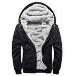 LBL Men's Hoodies Full Zip Up Fleece Jacket Casual Hooded Sweatshirt Plus Size Winter Warm Coat W11 Black 2XL