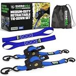 Rhino USA Retractable Ratchet Tie Down Straps (2PK) - 1,209lb Guaranteed Max Break Strength, Includes (2) Ultimate 1" x 10' Autoretract Tie Downs with Padded Handles. Use for Boat, Securing Cargo