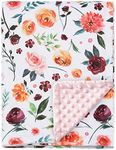 BORITAR Baby Blanket for Girls Super Soft Double Layer Minky with Dotted Backing, Receiving Blanket with Elegant Floral Multicolor Printed Blanket 30 x 40 Inch(75x100cm)