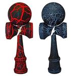 KENDAMA TOY CO. | 2 Pack | Competition Pro Kendama Full Size | Solid Wood Ball and Cup Coordination Toy | Red/Black Blue/Black Bundle