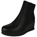 LoudLook Ladies Ankle Chelsea Boots | Women Warm Shoes | Ladies Winter Boots | Women Work Shoes | Ladies Platform Boots | Women Wedge Heel Shoes | Ladies Faux Leather Boots Sizes Black Pu 7