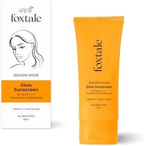 FoxTale Vitamin C & Niacinamide Glow Sunscreen Spf 50 Pa++++, Lightweight, Fast Absorbing, Uva And Uvb Filters, Prevents Tanning, No White Cast, Non-Greasy, For Men&Women, All Skin Types - 50 Ml