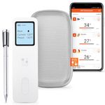 Nuni Grill Oztance Wireless Meat Thermometer Smoking and Grilling 1 Probe 200ft Range Up to 60hs of Cooking, Rechargable Bluetooth with LCD Screen.BBQ Grill, Oven, Stove, Smoker. App Controlled.