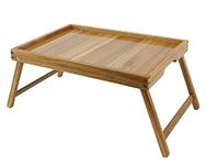 VaeFae Acacia Bed Table Tray, Wooden Breakfast Tray with Folding Legs, Bed Tray for Eating and Laptop, Eating Trays for Bedroom (Large Size)