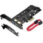 MZHOU PCI-E to USB 3.0 PCI Express Card incl.1 USB C and 2 USB A Ports,Adding M.2 NVME SATA III SSD Devices to a PC or Motherboard Using M.2 NVME to PCIe 3.0 Adapter Card with Low Profile Bracket