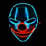 Flashez Crazy Clown LED Mask Halloween Costume LED Glow Scary Light Up Masks for Festival Party Carnival Costume - UK Seller