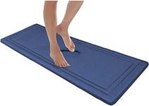 MICRODRY Quick Drying Memory Foam Framed Bath Mat with GripTex Skid-Resistant Base, Runner - 24x58, Blue